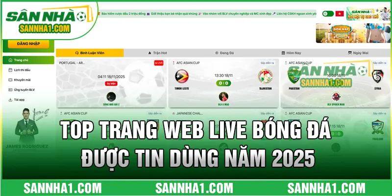 Top trang web live bóng đá được tin dùng năm 2025